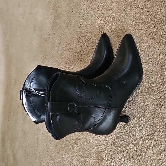 Women's Jenson Black Western Cowboy Boots- Memory Foam Insole - Size 7 - Picture 4 of 6